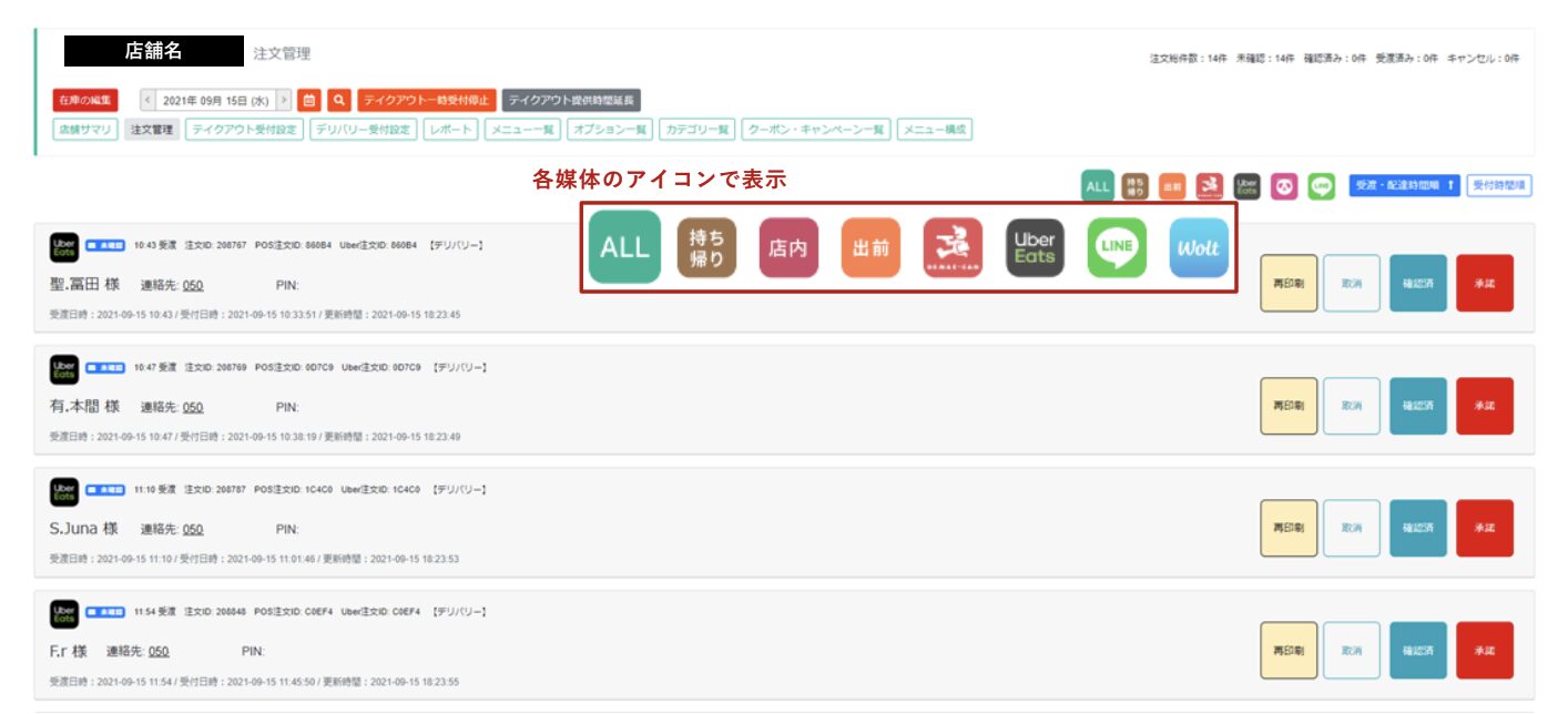 GATEモバイルオーダー注文一括管理