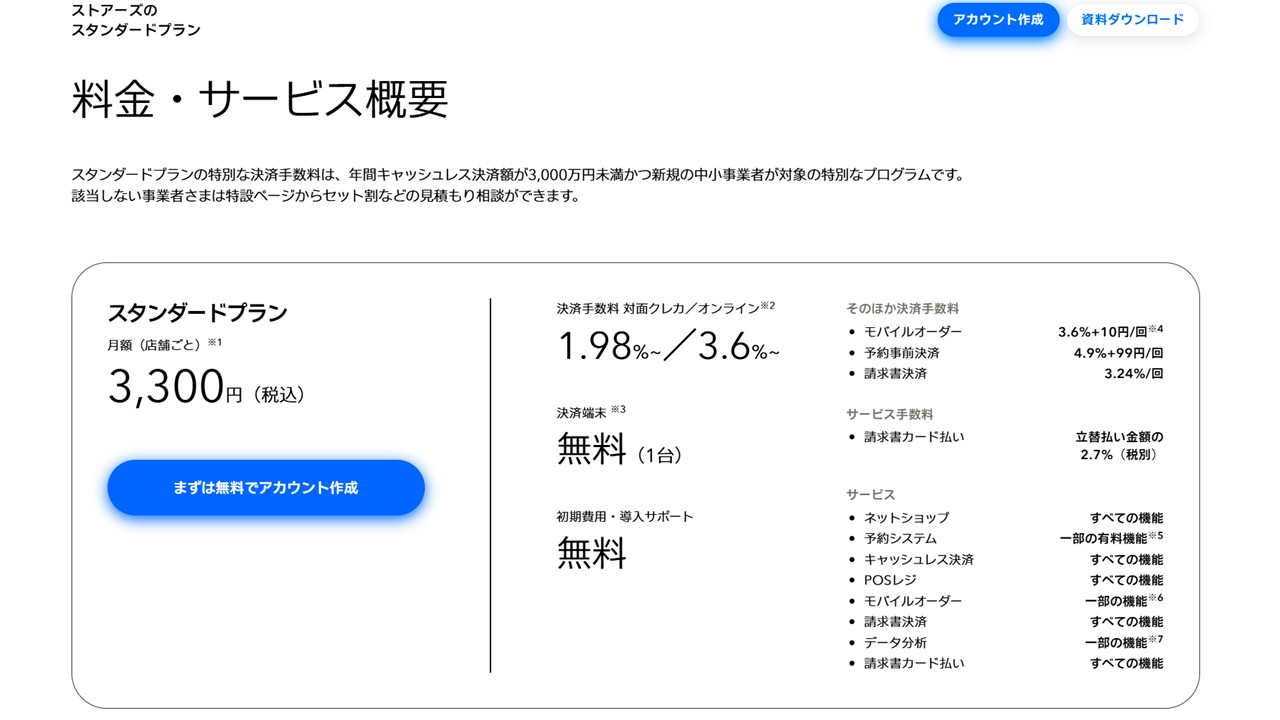 STORESのスタンダードプラン詳細｜公式サイト
