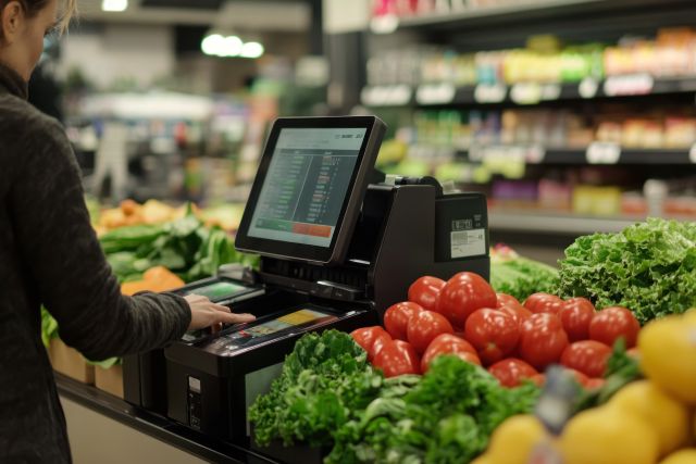 野菜売り場にあるレジ設備のイメージ