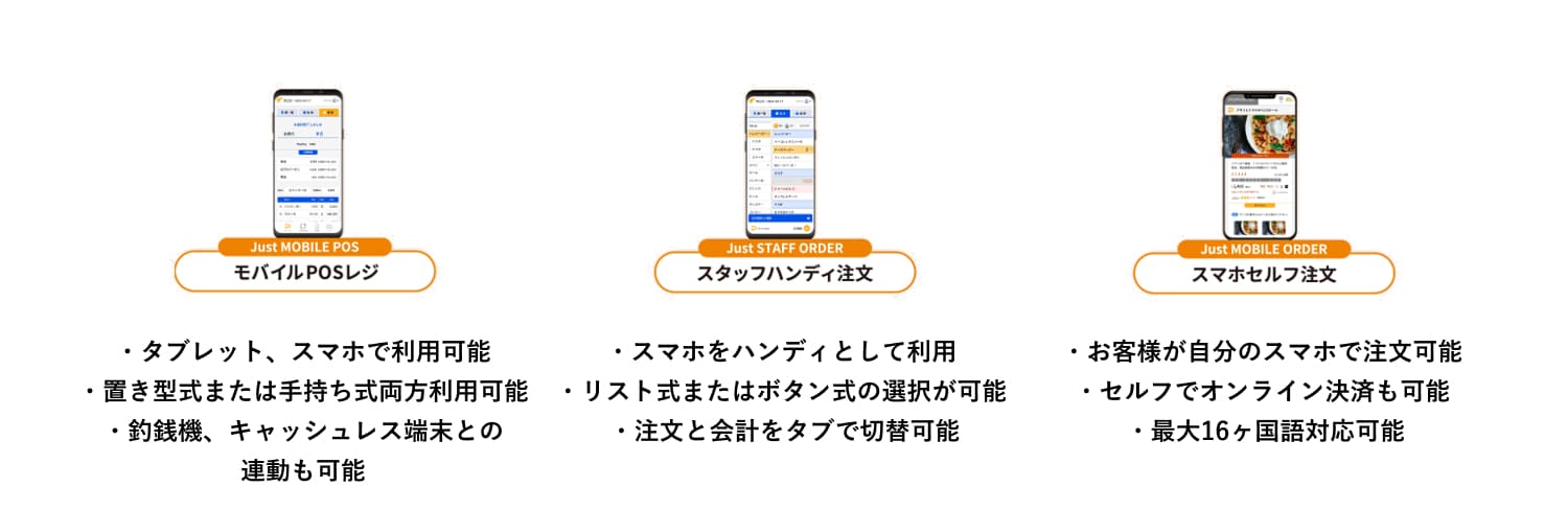 モバイルPOSレジ・スタッフハンディ注文・スマホセルフ注文 