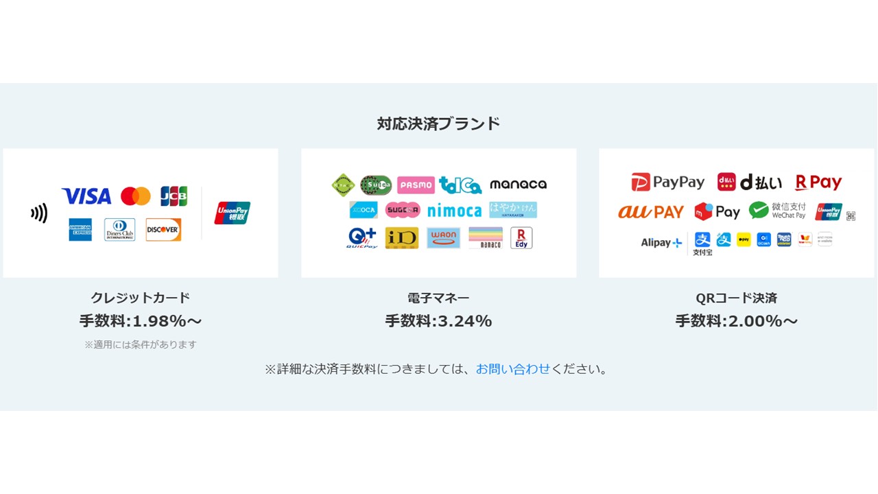 スマレジのPAY GATEの対応決済ブランド一覧|公式サイト