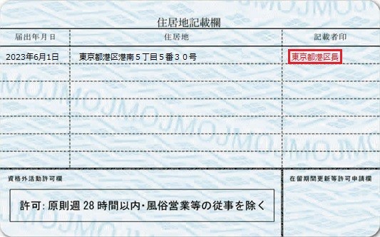 在留カード裏面