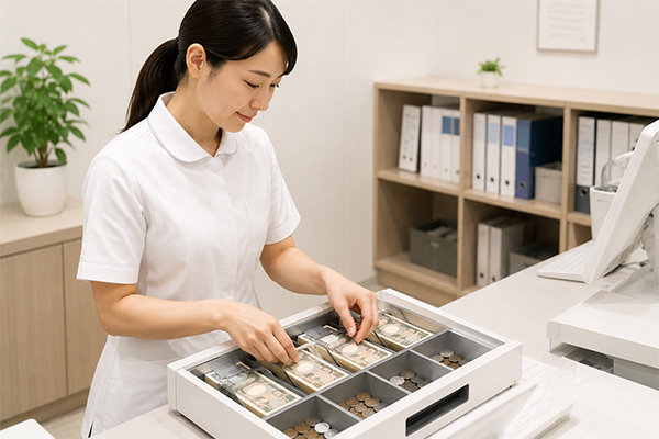 清算している受付