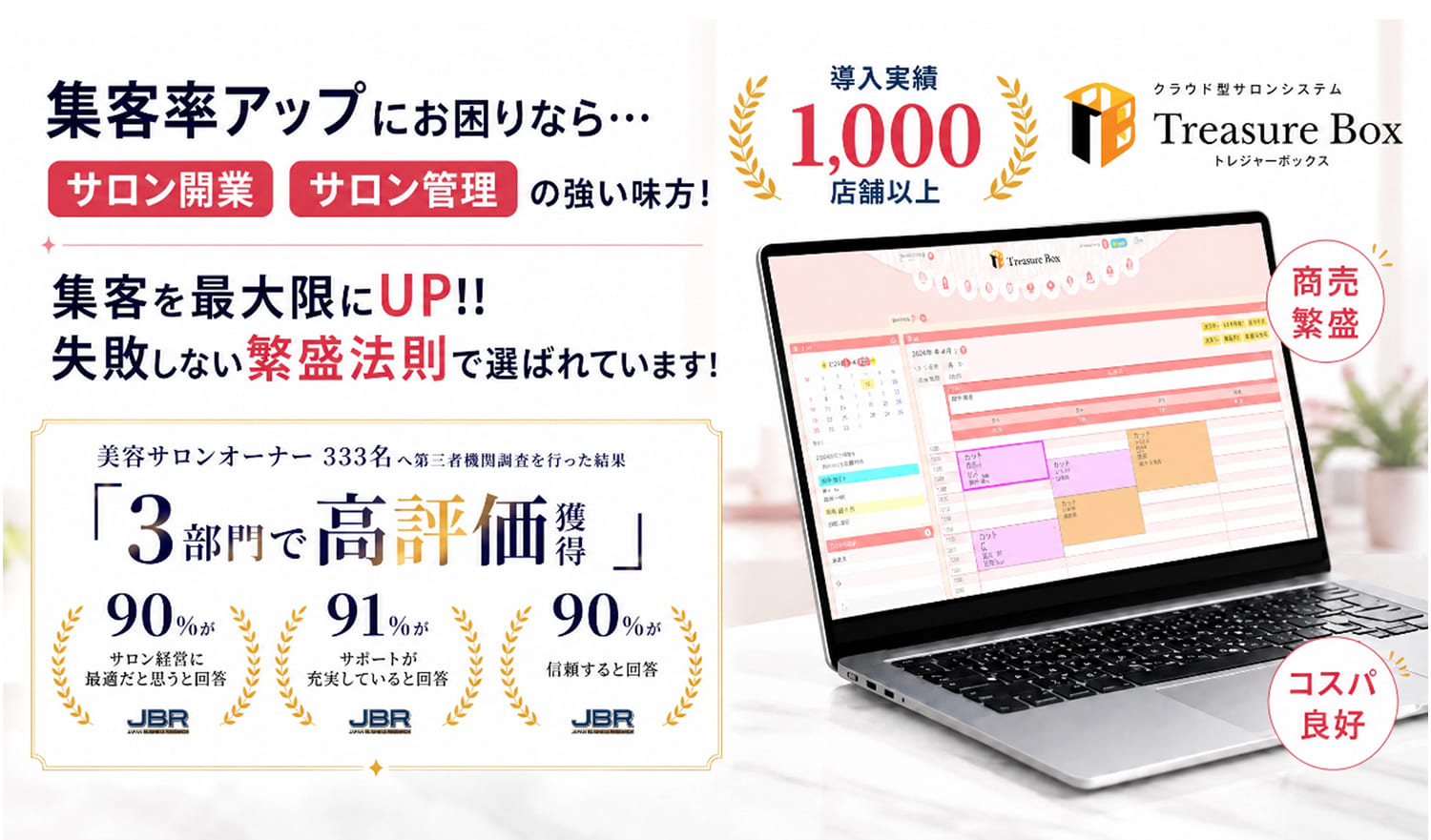 サロン向けクラウド顧客管理システム。一歩先を見据えたサロン経営をあなたへ