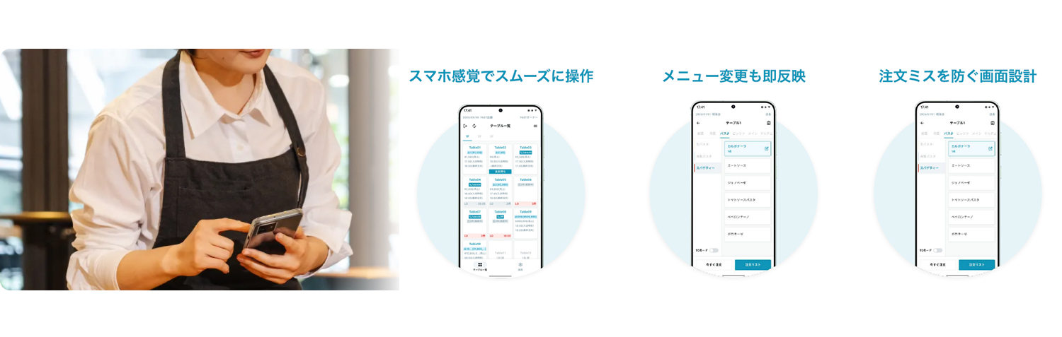 放題メニューも、オプション選択もスムーズに